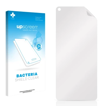 Parte frontale di una confezione del prodotto con il logo del marchio upscreen. Accanto si trova la protezione per lo schermo 