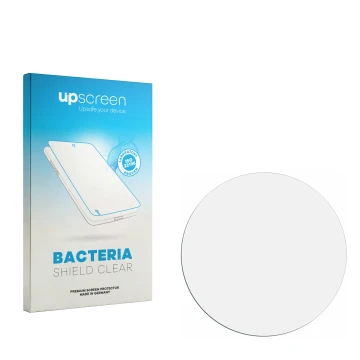Parte frontale di una confezione del prodotto con il logo del marchio upscreen. Accanto si trova la protezione per lo schermo 