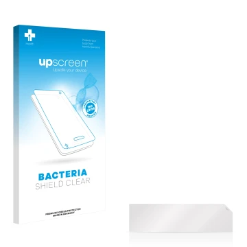Parte frontale di una confezione del prodotto con il logo del marchio upscreen. Accanto si trova la protezione per lo schermo 