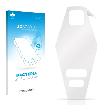 Parte frontale di una confezione del prodotto con il logo del marchio upscreen. Accanto si trova la protezione per lo schermo 