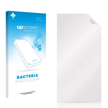 Parte frontale di una confezione del prodotto con il logo del marchio upscreen. Accanto si trova la protezione per lo schermo 