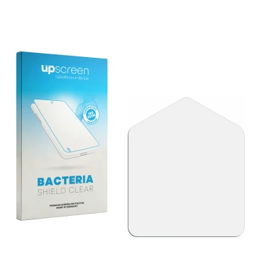 Parte frontale di una confezione del prodotto con il logo del marchio upscreen. Accanto si trova la protezione per lo schermo 