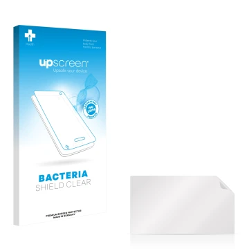 Parte frontale di una confezione del prodotto con il logo del marchio upscreen. Accanto si trova la protezione per lo schermo 