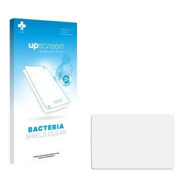 Parte frontale di una confezione del prodotto con il logo del marchio upscreen. Accanto si trova la protezione per lo schermo 