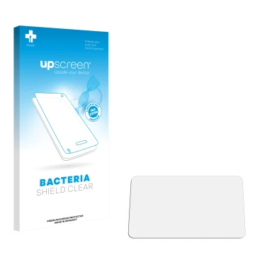 Parte frontale di una confezione del prodotto con il logo del marchio upscreen. Accanto si trova la protezione per lo schermo 