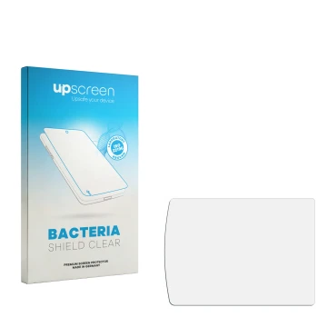 Parte frontale di una confezione del prodotto con il logo del marchio upscreen. Accanto si trova la protezione per lo schermo 