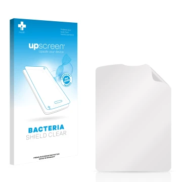 Parte frontale di una confezione del prodotto con il logo del marchio upscreen. Accanto si trova la protezione per lo schermo 