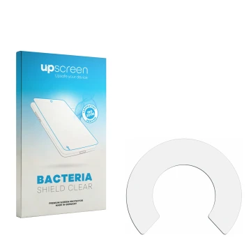 Parte frontale di una confezione del prodotto con il logo del marchio upscreen. Accanto si trova la protezione per lo schermo 