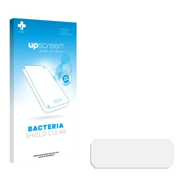 Parte frontale di una confezione del prodotto con il logo del marchio upscreen. Accanto si trova la protezione per lo schermo 