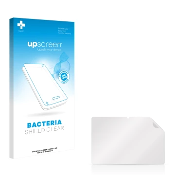 Parte frontale di una confezione del prodotto con il logo del marchio upscreen. Accanto si trova la protezione per lo schermo 
