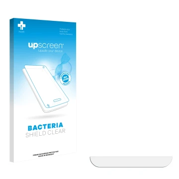 Parte frontale di una confezione del prodotto con il logo del marchio upscreen. Accanto si trova la protezione per lo schermo 