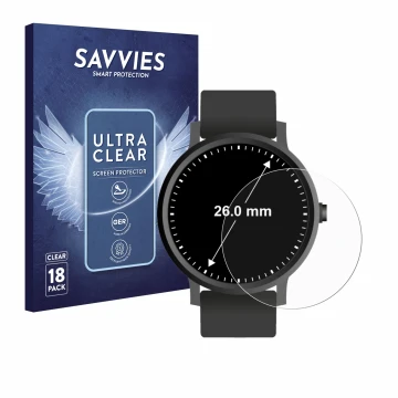 Parte frontale di una confezione del prodotto con il logo del marchio Savvies. Accanto è raffigurato il dispositivo Orologi (C