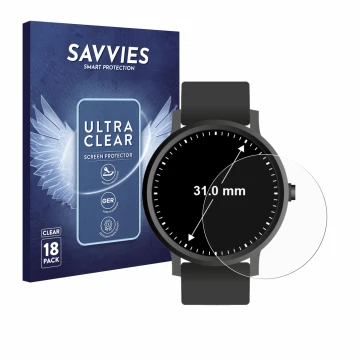 Parte frontale di una confezione del prodotto con il logo del marchio Savvies. Accanto è raffigurato il dispositivo Orologi (c