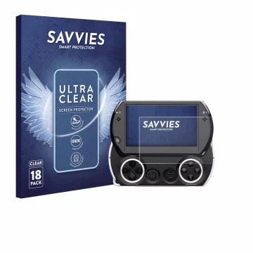 Parte frontale di una confezione del prodotto con il logo del marchio Savvies. Accanto è raffigurato il dispositivo Sony PSP G