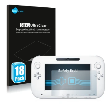 Parte frontale di una confezione del prodotto con il logo del marchio Savvies. Accanto è raffigurato il dispositivo Nintendo W
