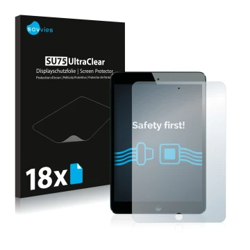 Parte frontale di una confezione del prodotto con il logo del marchio Savvies. Accanto è raffigurato il dispositivo Apple iPad