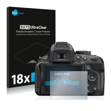 Parte frontale di una confezione del prodotto con il logo del marchio Savvies. Accanto è raffigurato il dispositivo Nikon D520