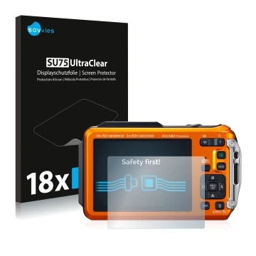 Parte frontale di una confezione del prodotto con il logo del marchio Savvies. Accanto è raffigurato il dispositivo Panasonic 