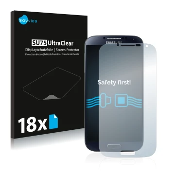 Parte frontale di una confezione del prodotto con il logo del marchio Savvies. Accanto è raffigurato il dispositivo Samsung Ga