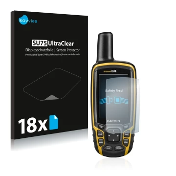 Parte frontale di una confezione del prodotto con il logo del marchio Savvies. Accanto è raffigurato il dispositivo Garmin GPS