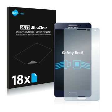 Parte frontale di una confezione del prodotto con il logo del marchio Savvies. Accanto è raffigurato il dispositivo Samsung Ga