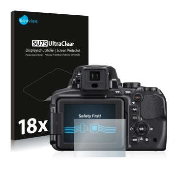 Parte frontale di una confezione del prodotto con il logo del marchio Savvies. Accanto è raffigurato il dispositivo Nikon Cool