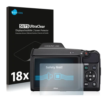 Parte frontale di una confezione del prodotto con il logo del marchio Savvies. Accanto è raffigurato il dispositivo Nikon Cool