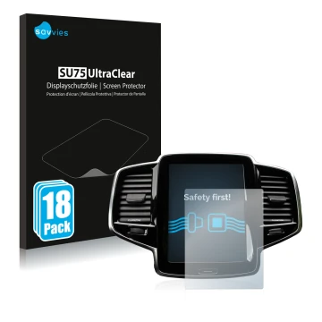 Parte frontale di una confezione del prodotto con il logo del marchio Savvies. Accanto è raffigurato il dispositivo Volvo XC90