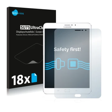 Parte frontale di una confezione del prodotto con il logo del marchio Savvies. Accanto è raffigurato il dispositivo Samsung Ga