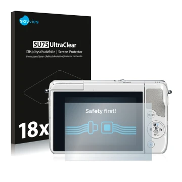 Parte frontale di una confezione del prodotto con il logo del marchio Savvies. Accanto è raffigurato il dispositivo Canon EOS 