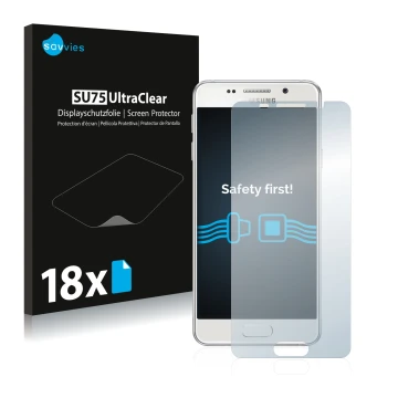 Parte frontale di una confezione del prodotto con il logo del marchio Savvies. Accanto è raffigurato il dispositivo Samsung Ga
