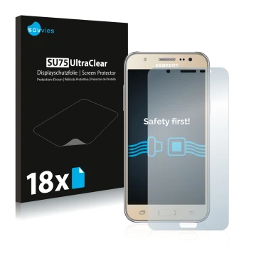 Parte frontale di una confezione del prodotto con il logo del marchio Savvies. Accanto è raffigurato il dispositivo Samsung Ga