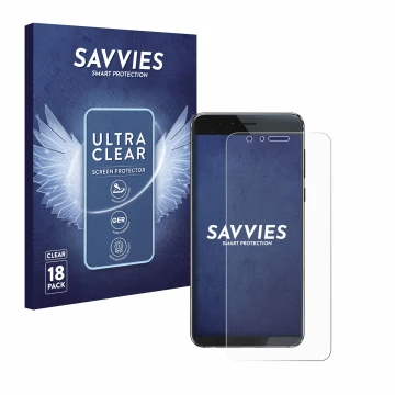 Parte frontale di una confezione del prodotto con il logo del marchio Savvies. Accanto è raffigurato il dispositivo Honor 8 co