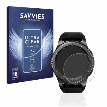 Parte frontale di una confezione del prodotto con il logo del marchio Savvies. Accanto è raffigurato il dispositivo Samsung Ge