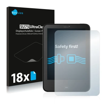 Parte frontale di una confezione del prodotto con il logo del marchio Savvies. Accanto è raffigurato il dispositivo Tolino Vis