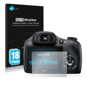 Parte frontale di una confezione del prodotto con il logo del marchio Savvies. Accanto è raffigurato il dispositivo Sony Cyber