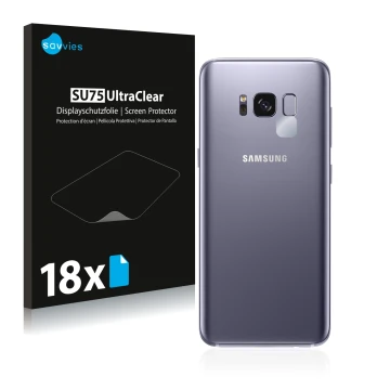 Parte frontale di una confezione del prodotto con il logo del marchio Savvies. Accanto è raffigurato il dispositivo Samsung Ga