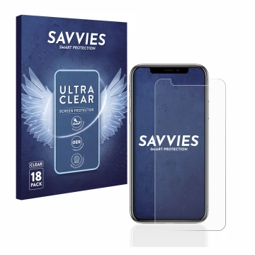 Parte frontale di una confezione del prodotto con il logo del marchio Savvies. Accanto è raffigurato il dispositivo Apple iPho