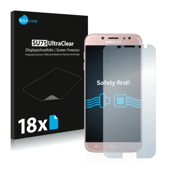 Parte frontale di una confezione del prodotto con il logo del marchio Savvies. Accanto è raffigurato il dispositivo Samsung Ga