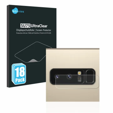 Parte frontale di una confezione del prodotto con il logo del marchio Savvies. Accanto è raffigurato il dispositivo Samsung Ga