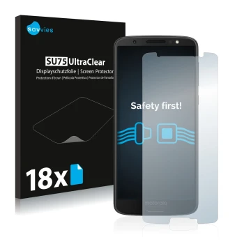 Parte frontale di una confezione del prodotto con il logo del marchio Savvies. Accanto è raffigurato il dispositivo Motorola M