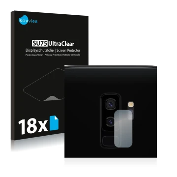 Parte frontale di una confezione del prodotto con il logo del marchio Savvies. Accanto è raffigurato il dispositivo Samsung Ga