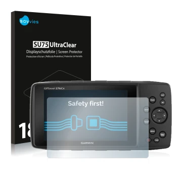 Parte frontale di una confezione del prodotto con il logo del marchio Savvies. Accanto è raffigurato il dispositivo Garmin GPS