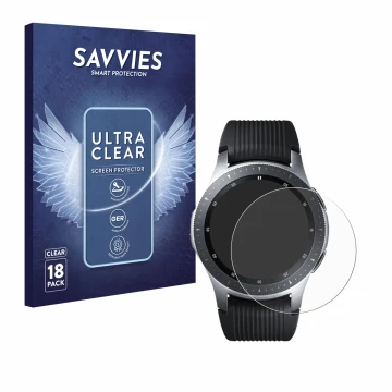 Parte frontale di una confezione del prodotto con il logo del marchio Savvies. Accanto è raffigurato il dispositivo Samsung Ga