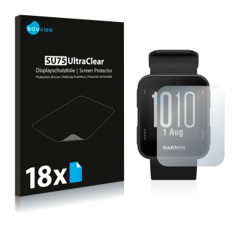 Parte frontale di una confezione del prodotto con il logo del marchio Savvies. Accanto è raffigurato il dispositivo Garmin App