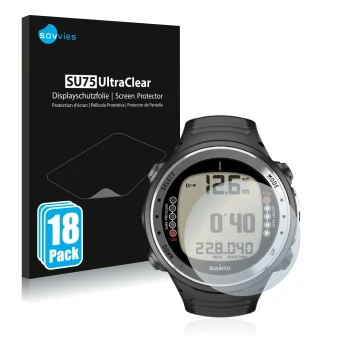 Parte frontale di una confezione del prodotto con il logo del marchio Savvies. Accanto è raffigurato il dispositivo Suunto D4I