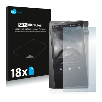 Parte frontale di una confezione del prodotto con il logo del marchio Savvies. Accanto è raffigurato il dispositivo Astell&Ker