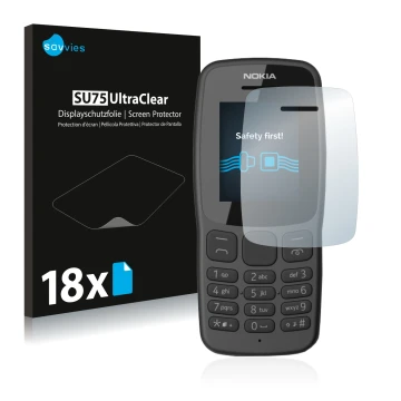 Parte frontale di una confezione del prodotto con il logo del marchio Savvies. Accanto è raffigurato il dispositivo Nokia 106 