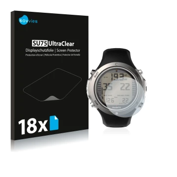 Parte frontale di una confezione del prodotto con il logo del marchio Savvies. Accanto è raffigurato il dispositivo Suunto D6I