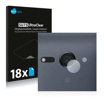 Parte frontale di una confezione del prodotto con il logo del marchio Savvies. Accanto è raffigurato il dispositivo Sony Xperi